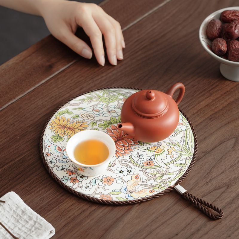 国潮文创粗陶干泡盘茶盘壶承吸水茶托瞬干茶盘家用旅行茶具配件