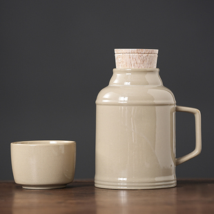 小暖壶焖茶壶家用大容量泡茶壶凉水壶草木灰创意陶瓷带盖喝水杯