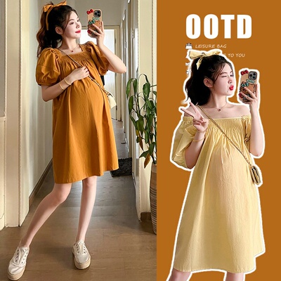 实拍现货 夏季爆款短款孕妇连衣裙 三色可选