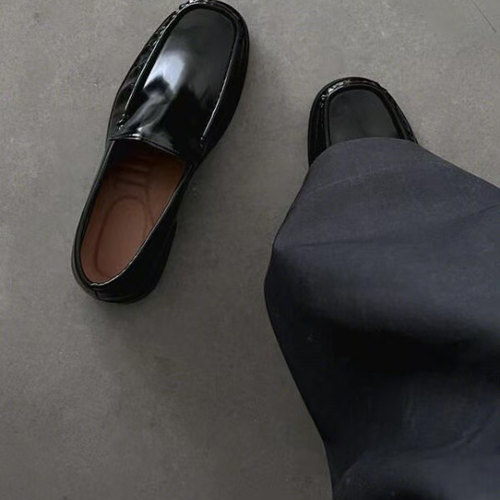 NOLOGO哑光经典打褶乐福鞋简约高级感商务休闲一脚蹬男士德比鞋