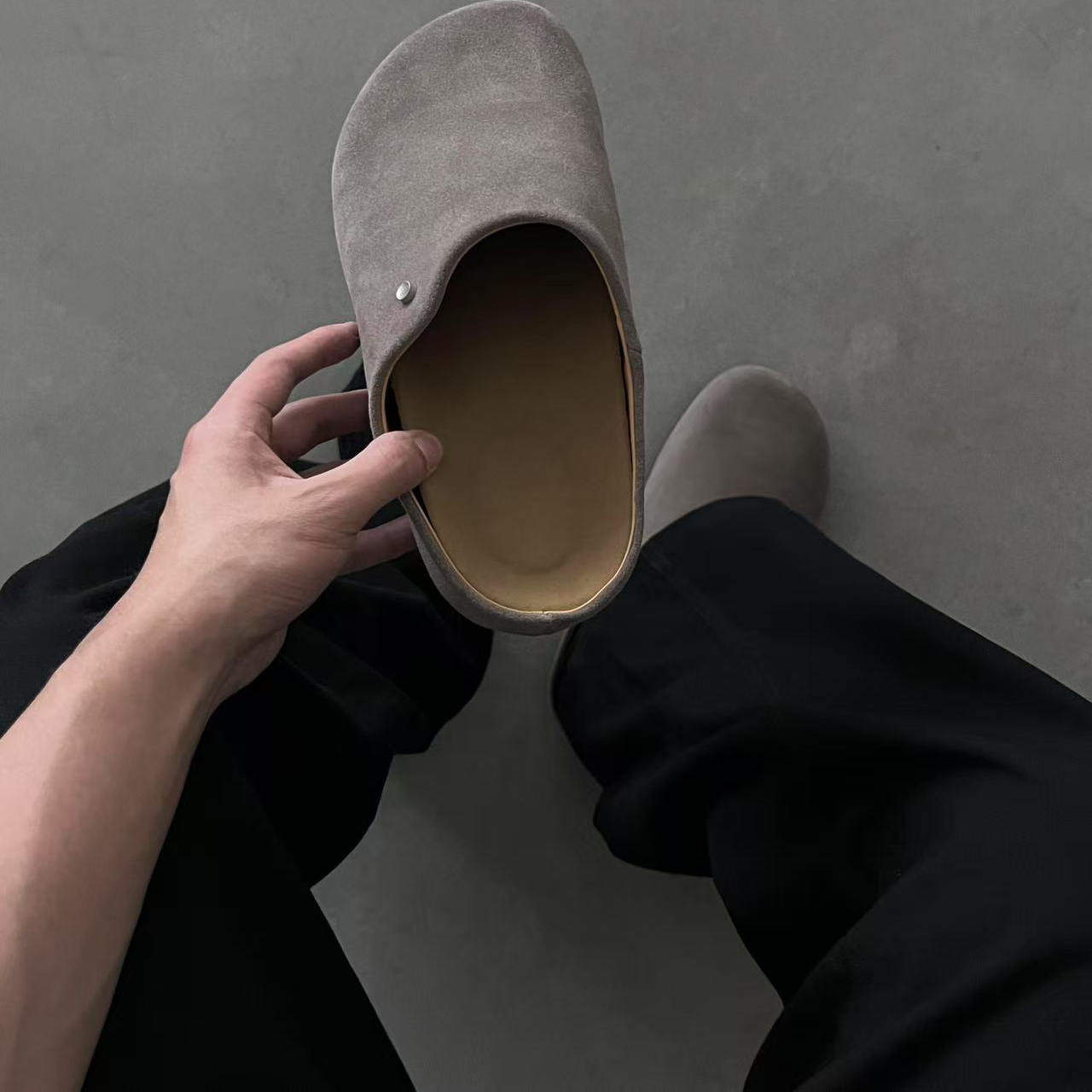 NOLOGO穆勒博肯鞋反绒氛围感包头拖一脚蹬乐福鞋cleanfit男女同款