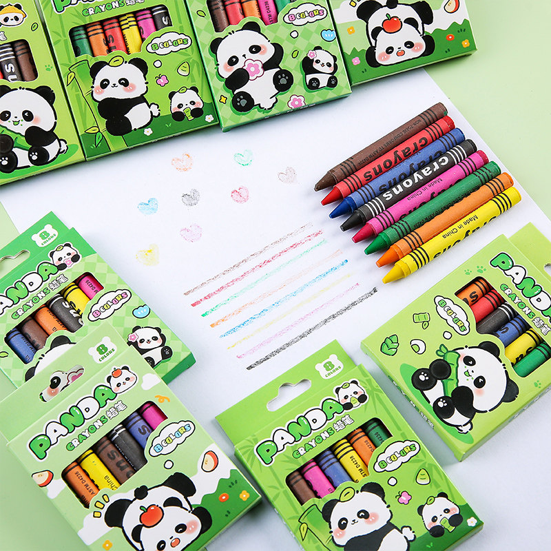 卡通熊猫蜡笔儿童专用8色彩色绘画涂鸦可水洗安全无毒彩色笔画笔