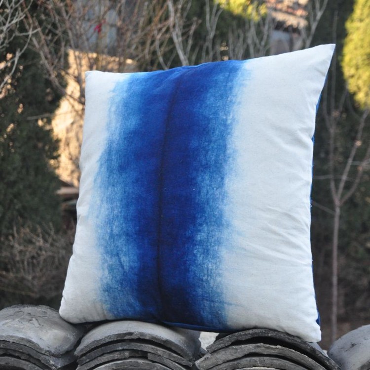 manual Botany dyeing Indigo Cushion cover Cotton and hemp Cushion cover Pillowcase Chinese style literature tie-dyed Home Furnishingin the Home Fabric , Pillow/Pillow  category - from Buy2taobao.com to provide professional Taobao agent buy service