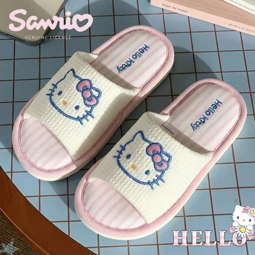 HelloKitty拖鞋女款春夏棉麻室内家居防滑新款四季可爱亚麻拖静音
