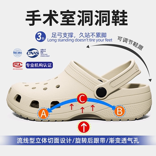女夏外穿 医用洞洞鞋 足弓支撑男款 2025新款 eva防臭防滑手术室拖鞋