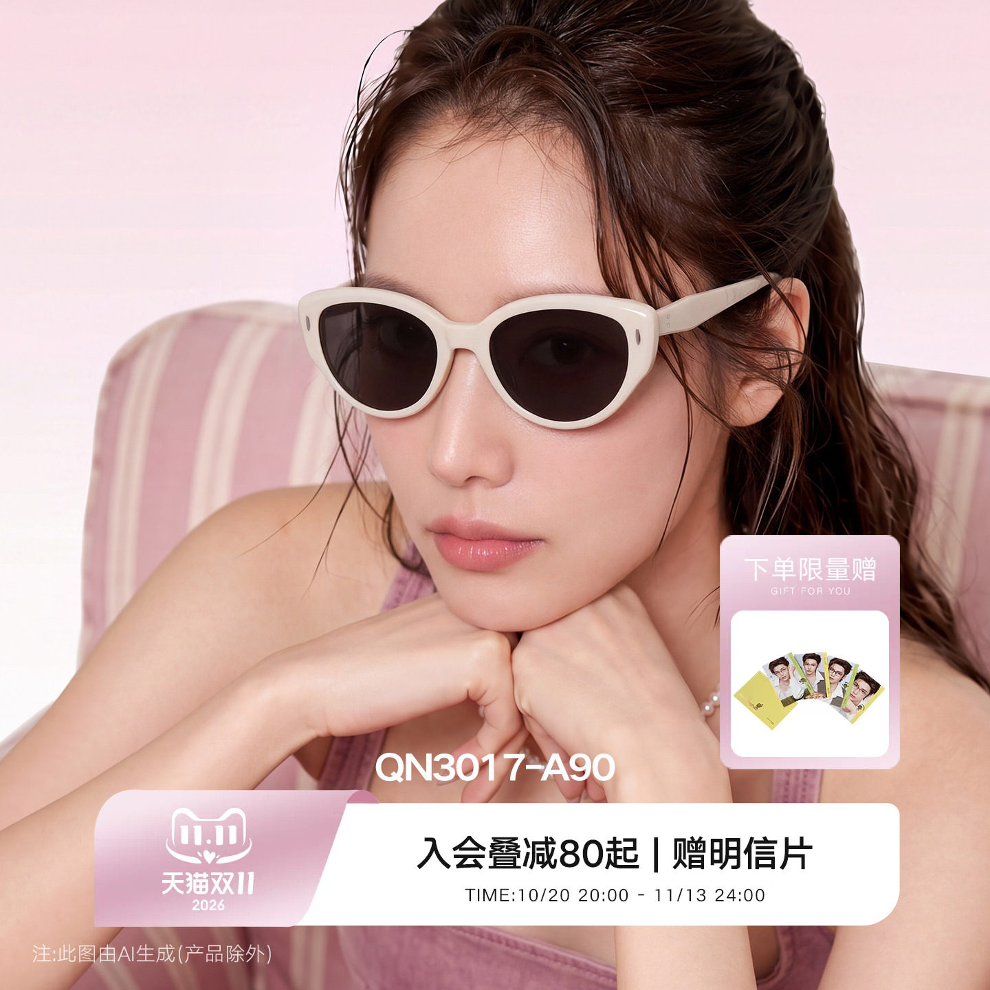 QINA亓那明星同款猫眼墨镜女