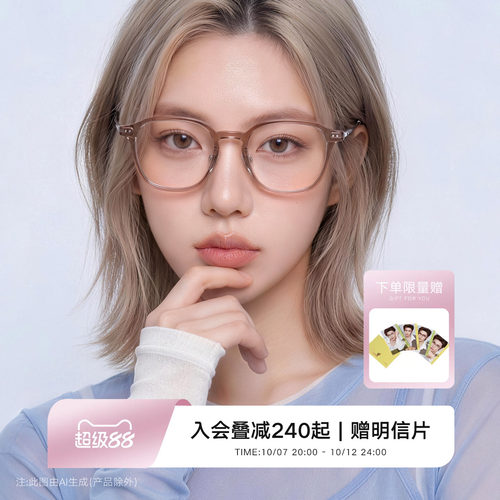 QINA新品浅茶色眼镜近视女