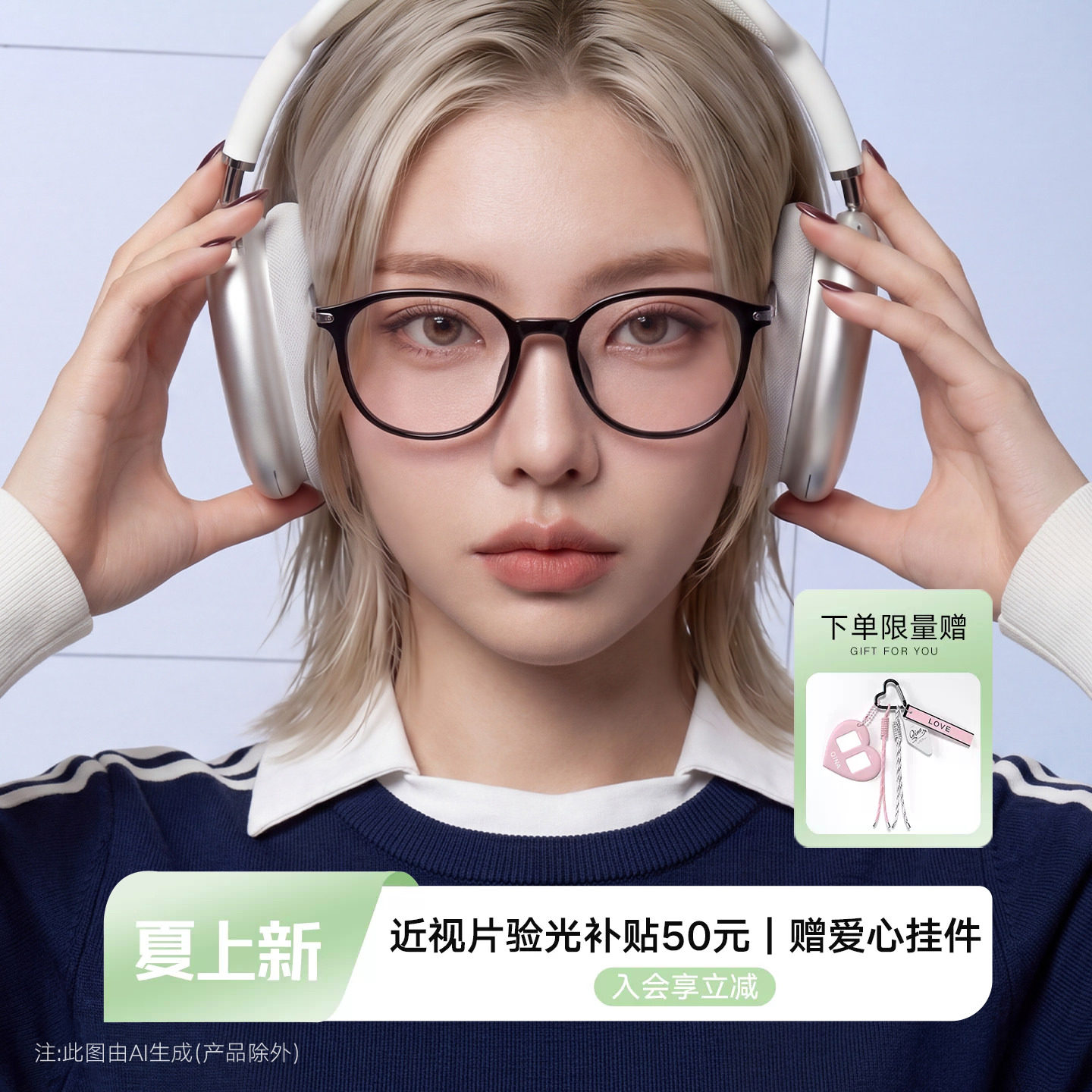 QINA亓那2026新款大框眼镜框近视素颜镜防蓝光眼睛男女款QJ5206