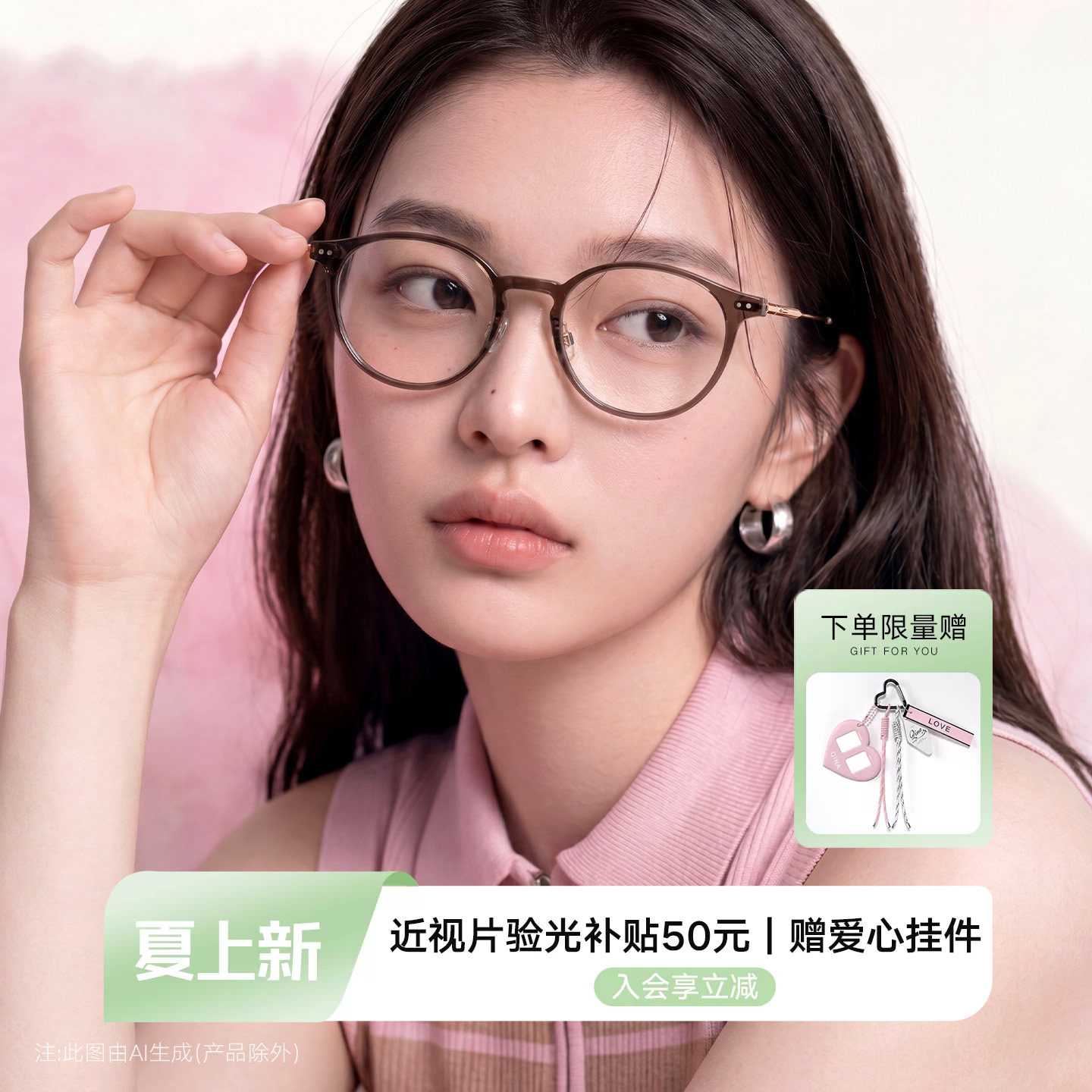 QINA亓那2026年新款素颜黑框玳瑁圆框近视眼镜女潮流镜框男QJ5213