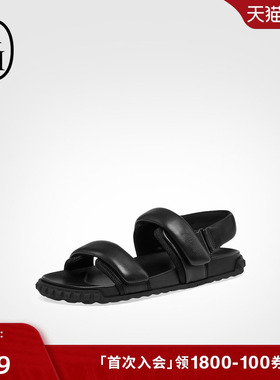 ASH女鞋2025春夏TABOO真皮罗马鞋女平底魔术贴百搭露趾休闲凉鞋潮