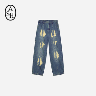 ASH女装2026春夏新款THRONE纯棉宽松舒适简约破洞时尚牛仔长裤