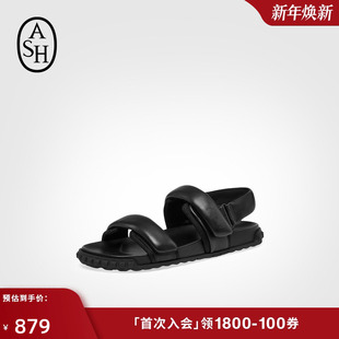 潮 女平底魔术贴百搭露趾休闲凉鞋 ASH女鞋 2025春夏TABOO真皮罗马鞋