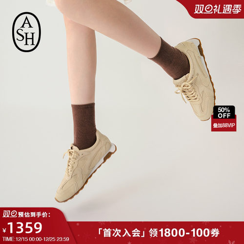 ASH女鞋2025秋季新款KASAR真皮网孔透气德训鞋女薄底百搭休闲板鞋