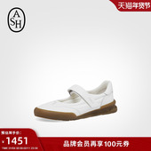 女平底运动玛丽珍休闲鞋 ASH女鞋 2025春夏PURE真皮魔术贴浅口单鞋