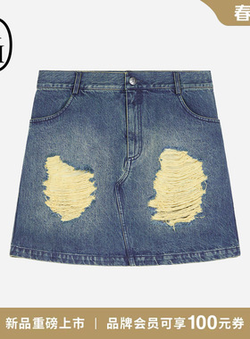 ASH女装2026春夏新款SPORE纯棉复古宽松纽扣破洞休闲牛仔短裙