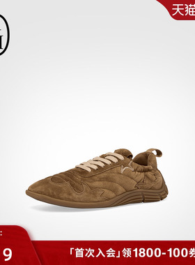 ASH女鞋秋季MIURA真皮反绒系带圆头休闲鞋女薄底百搭棕色休闲单鞋