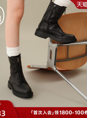 ASH女靴2025秋冬新款MISTY真皮马丁靴厚底圆头拉链短筒机车靴