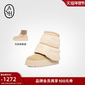 ASH女靴2025秋冬MOLLIS雪地靴女圆头多穿撞色厚底增高短靴