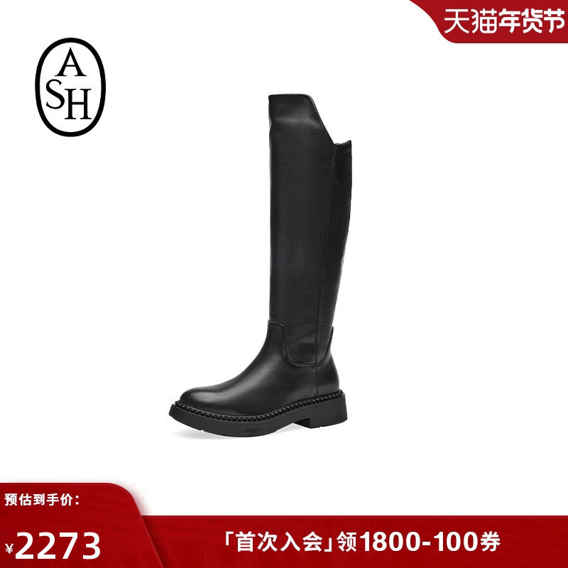 ASH女靴2025秋冬款MAXIM真皮及膝长靴女粗跟骑士靴高筒时装靴潮,女鞋,骑士靴,淘宝优惠券,粉丝福利购,淘宝优惠卷