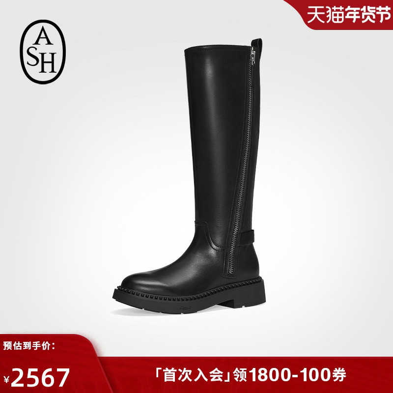 ASH女靴秋冬款MADMAN真皮高筒靴女粗跟性感及膝长靴骑士靴,女鞋,骑士靴,淘宝优惠券,粉丝福利购,淘宝优惠卷