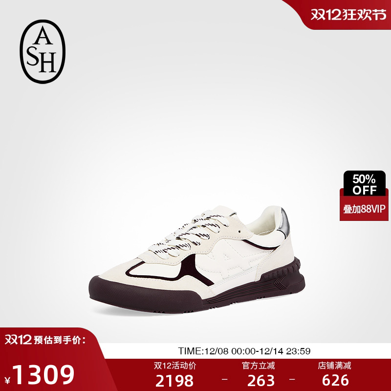 ASH女鞋2025秋季新款PANAMA撞色女平底百搭舒适系带时尚休闲鞋潮