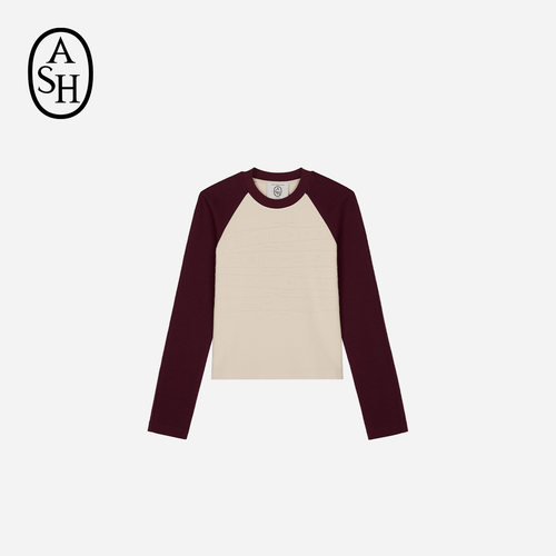 ASH女装春季EPSON(TEE)拼色女宽松针织长袖T恤