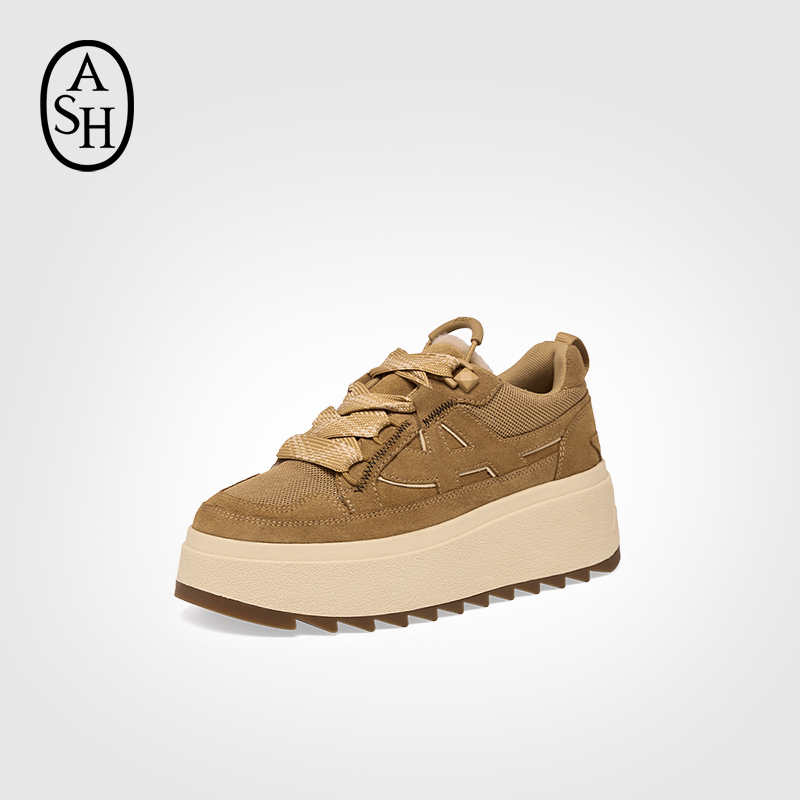 ASH女鞋2025秋季新款MOVIE复古增高圆头厚底休闲鞋女系带板鞋