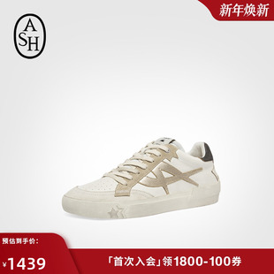 女休闲板鞋 ASH女鞋 MOONLIGHT真皮亮片复古做旧脏脏鞋 款 2025秋季