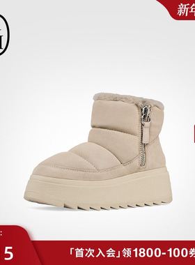 ASH女靴2025秋冬新款MALICA FUR侧拉链雪地靴女圆头厚底增高短靴