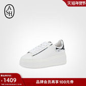厚底增高休闲板鞋 ASH女鞋 百搭 MOBY BIS真皮极简小白鞋 2025秋季 款