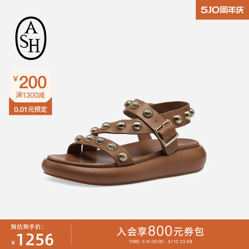 ASH女鞋夏季VISION真皮休闲凉鞋女厚底简约百搭沙滩鞋潮