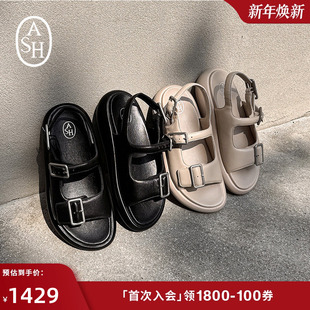 厚底露趾一字扣罗马鞋 ASH女鞋 VIRGY真皮羊皮休闲凉鞋 新款 2025夏季