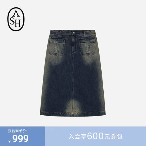 ASH女装春季JORYA复古水洗牛仔A字半裙女中长款裙子