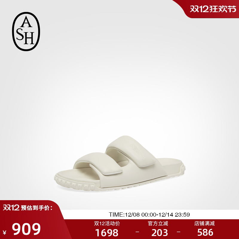 【男女同款】ASH女鞋2025夏季新款TWIST真皮拖鞋女露趾平底一字拖