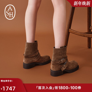 ASH女鞋 YANKEE方头切尔西靴户外露营西部靴女短靴 2025秋冬新款