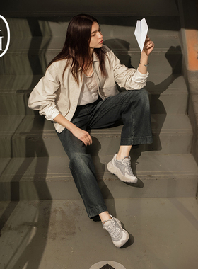 ASH女装2026春夏新款FERA纯棉宽松舒适撞色阔腿牛仔长裤