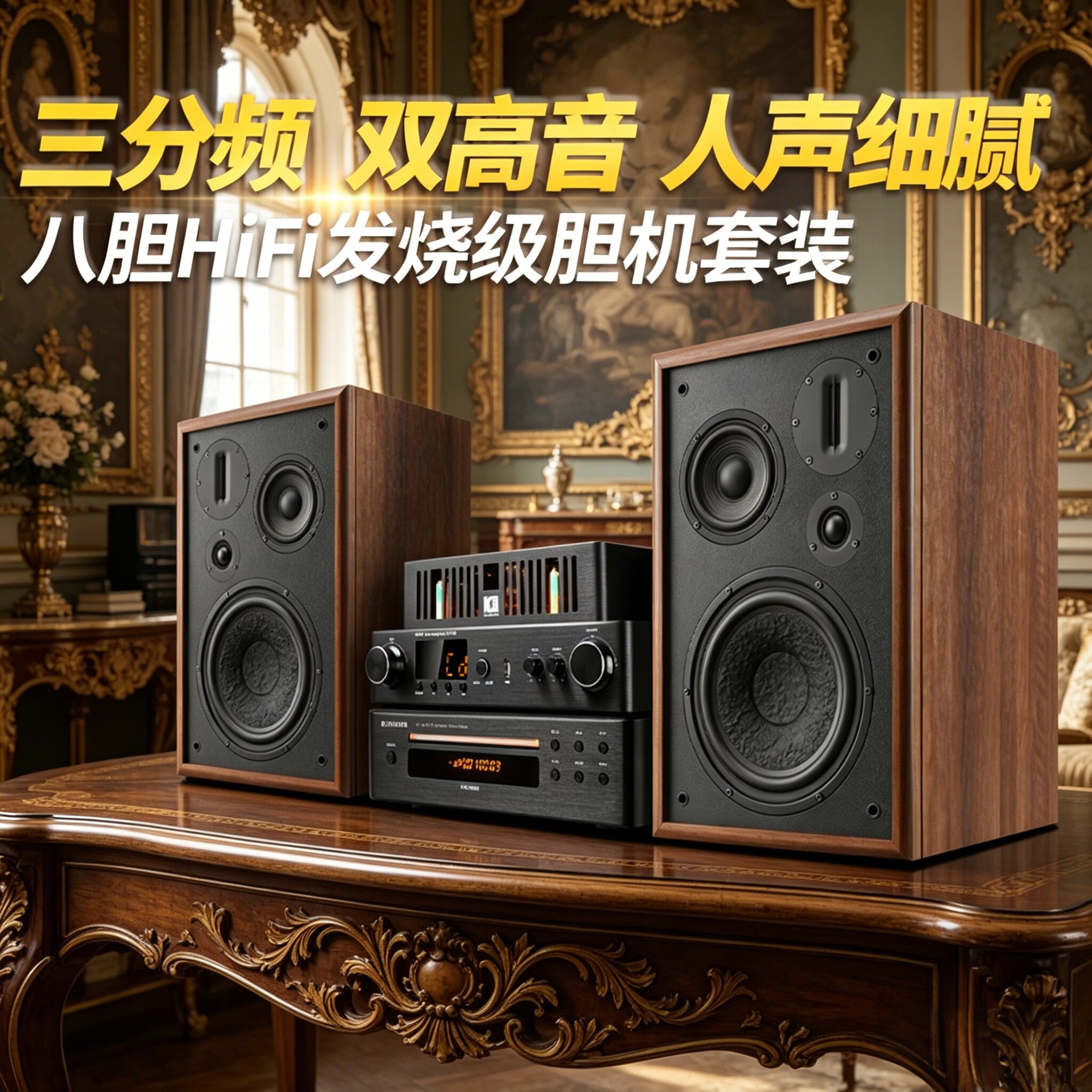 KINGHOPE KH-510发烧电子管三分频HiFi音箱DVDCD胆机组合音响套装