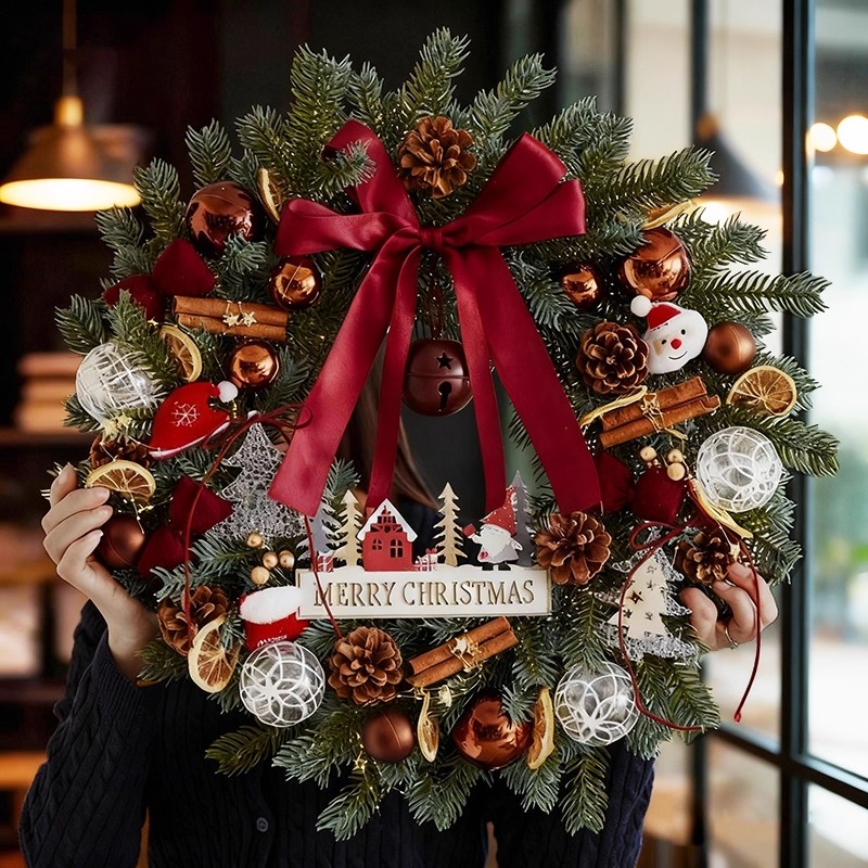 同炫圣诞节创意发光圣诞花环门挂