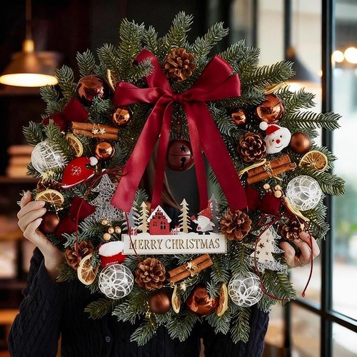 同炫圣诞节创意发光圣诞花环门挂