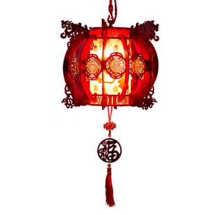 2026年马年中国风喜庆乔迁之喜新款木艺发光旋转灯笼气氛装饰灯笼