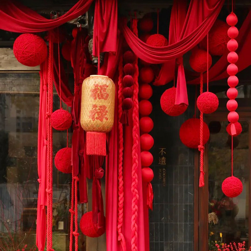 新年春节酒红绒布球挂件店铺门头装扮挂饰网红店打卡婚庆场景布置,节庆用品/礼品,圣诞装饰品,淘宝优惠券,粉丝福利购,淘宝优惠卷