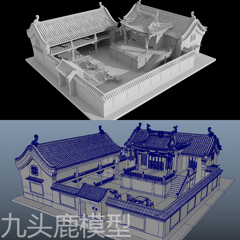 maya 3Dmax c4d blender ue4三维游戏动画写实古建筑房子模型素材