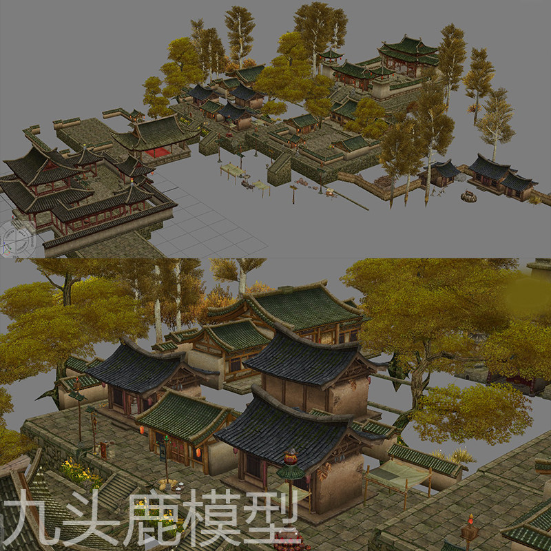 maya 3Dmax c4d blender ue4三维古建筑房子场景模型素材带贴图