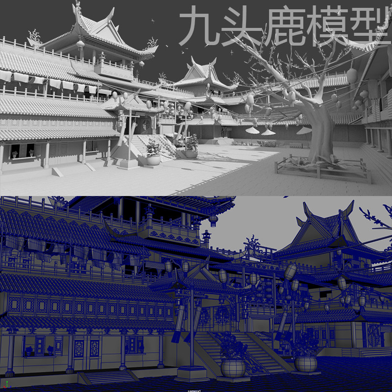maya/3dmax/ue4/unity写实三维古代建筑场景模型素材影视动画房屋