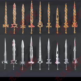 10个逼真刀剑配剑3D神剑圣剑刀剑模型OBJ zb max maya文件素材