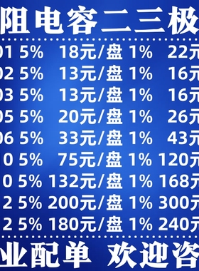 贴片电阻电容配单0201 0402 0603 0805 1206 1210 1812 2010 2512