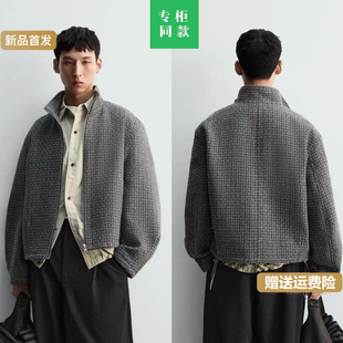 柜549!ZA家春季新品男装宽松不规则提花拉链夹克外套3286409 803