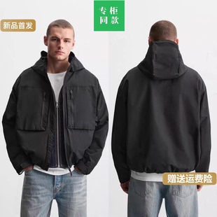 夹克外套 柜529 口袋休闲连帽科技面料拉链长袖 男装 8281406 新品