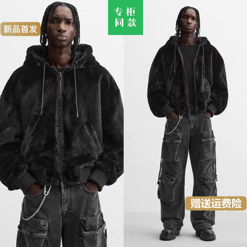 男装双面穿飞行员连帽夹克棉服