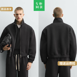 科技面料双拉链黑色立领夹克外套6318415 800 ZA春新男短款 柜429